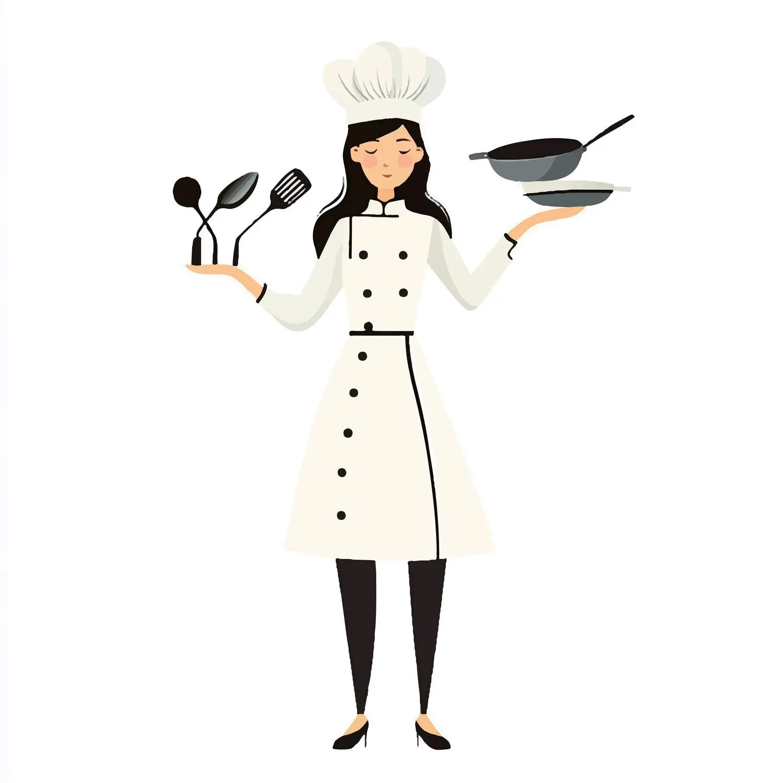 Young Woman Chef with Kitchen Utensils — free download from Dotvec