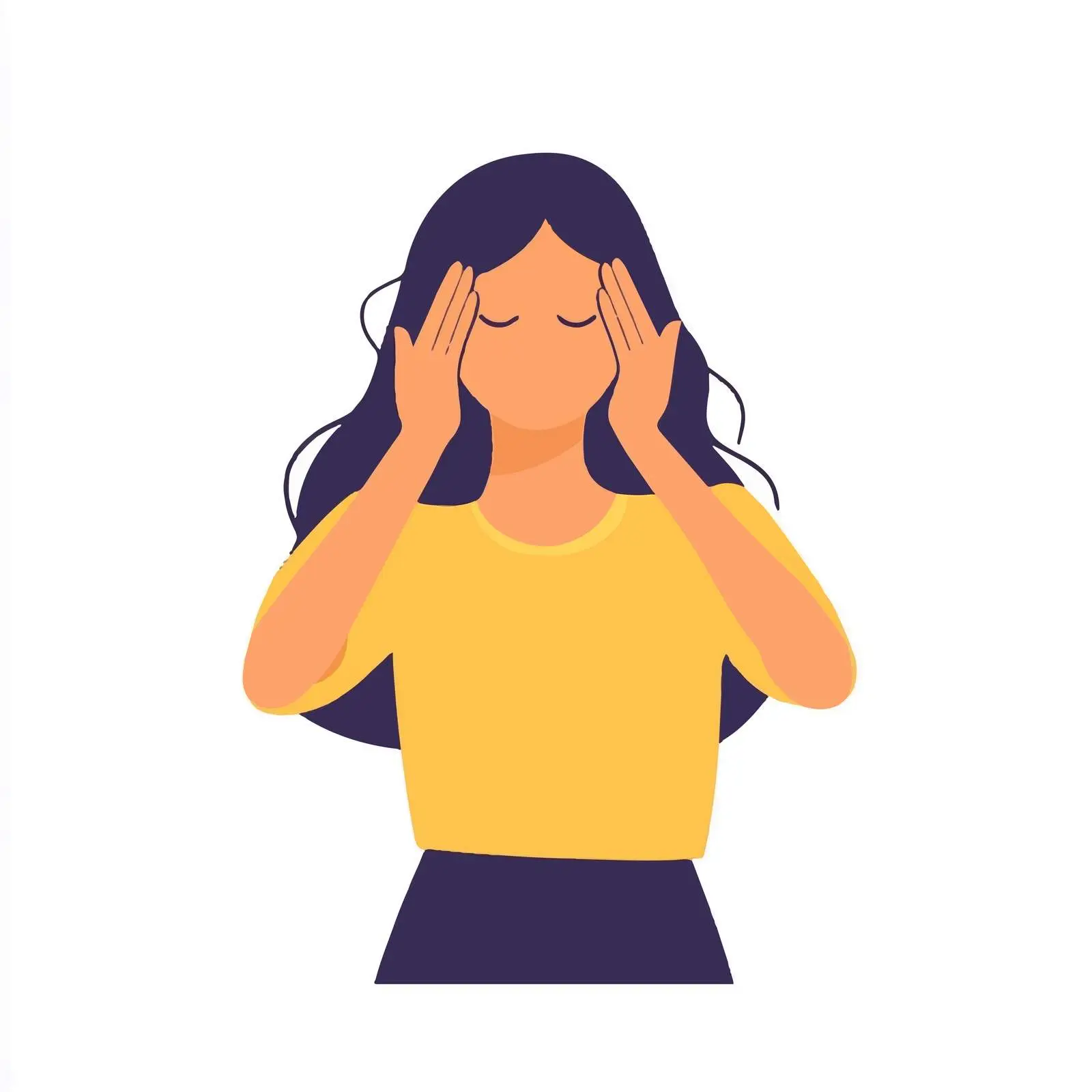 Young Woman Silencing Noise Concept Art – free discomfort image from Dotvec