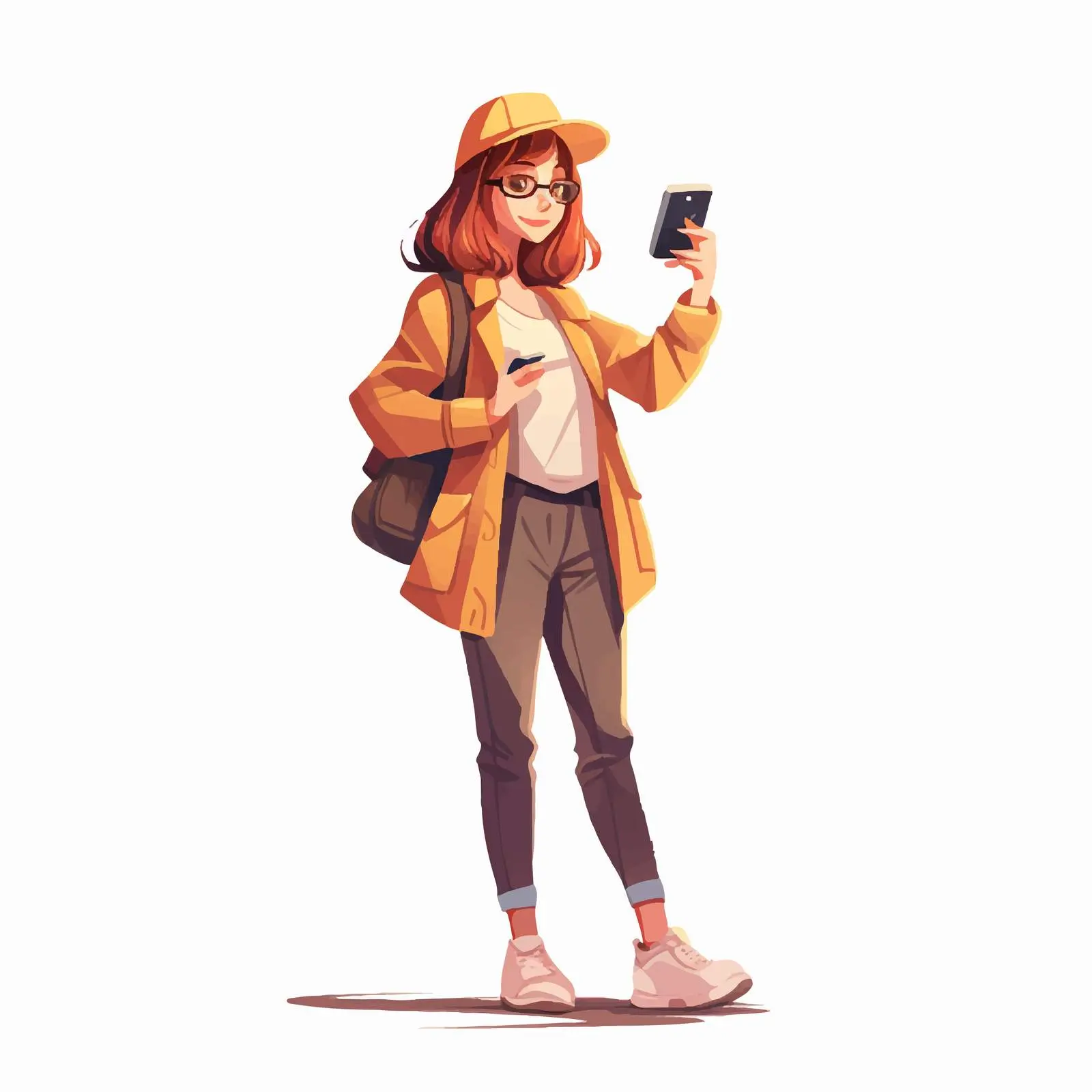 Trendy Young Woman with Smartphone Vectors — free download from Dotvec