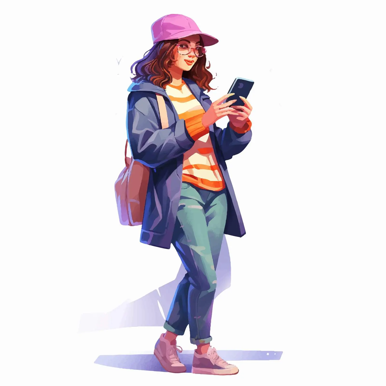 Trendy Young Woman with Smartphone — free download from Dotvec