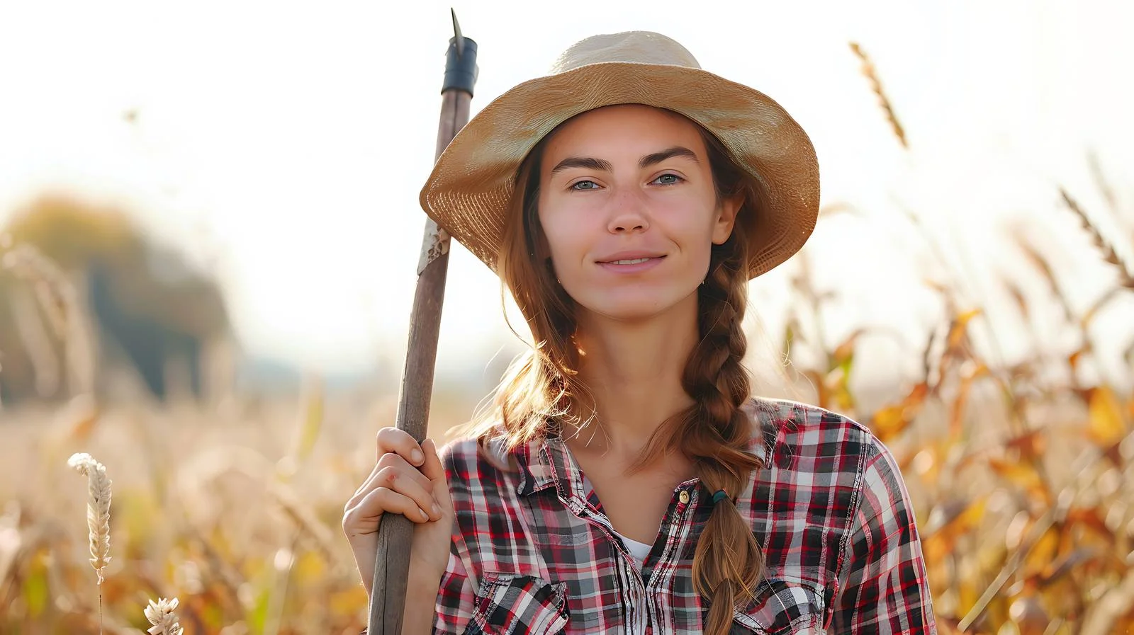 Female Farmer Hoe Field Isolated White — free download from Dotvec