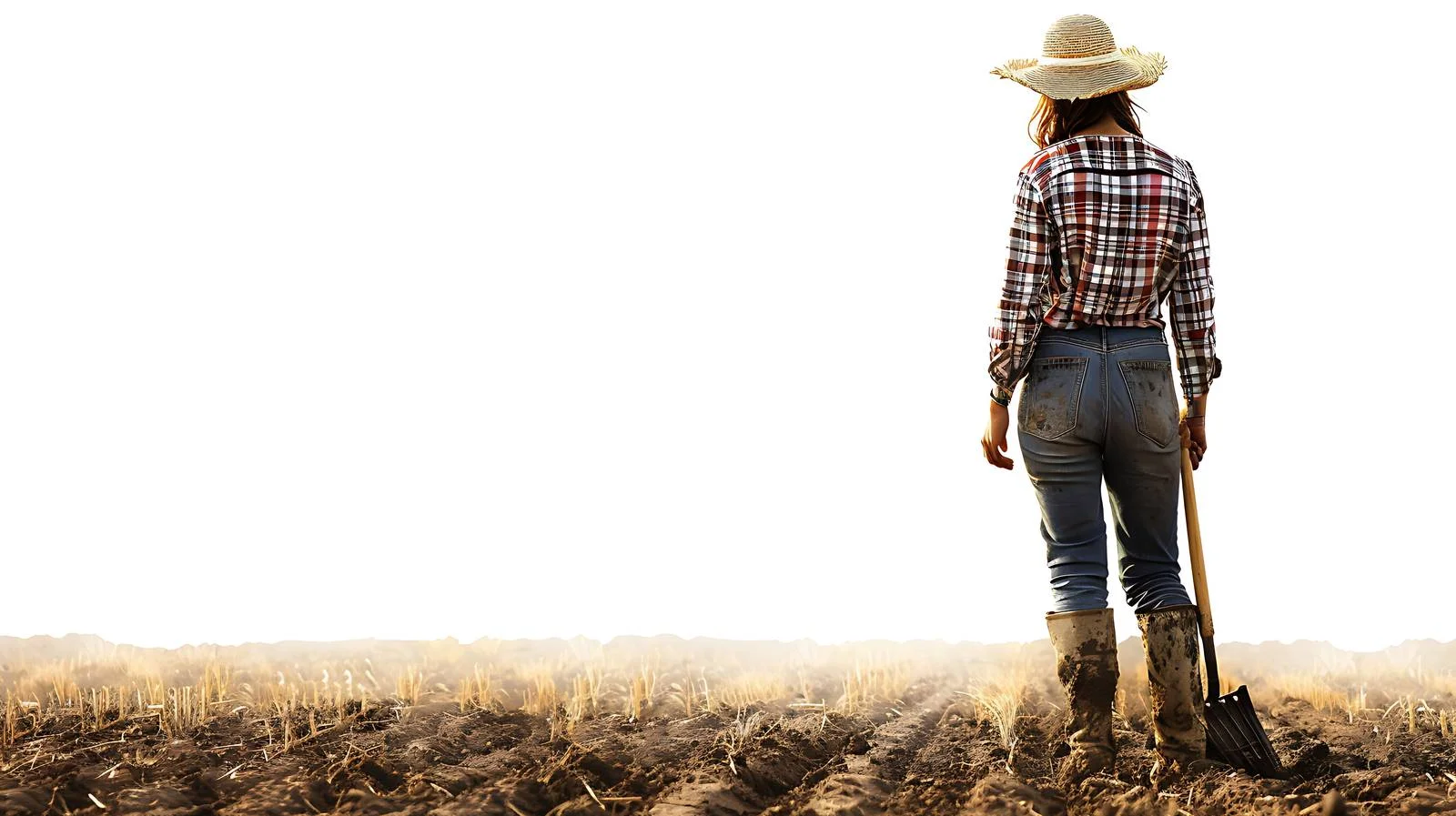 Female Farmer Cultivating Field with Hoe — free download from Dotvec