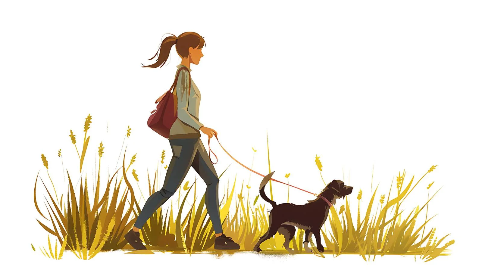 Woman Walking Dog in Nature — free download from Dotvec