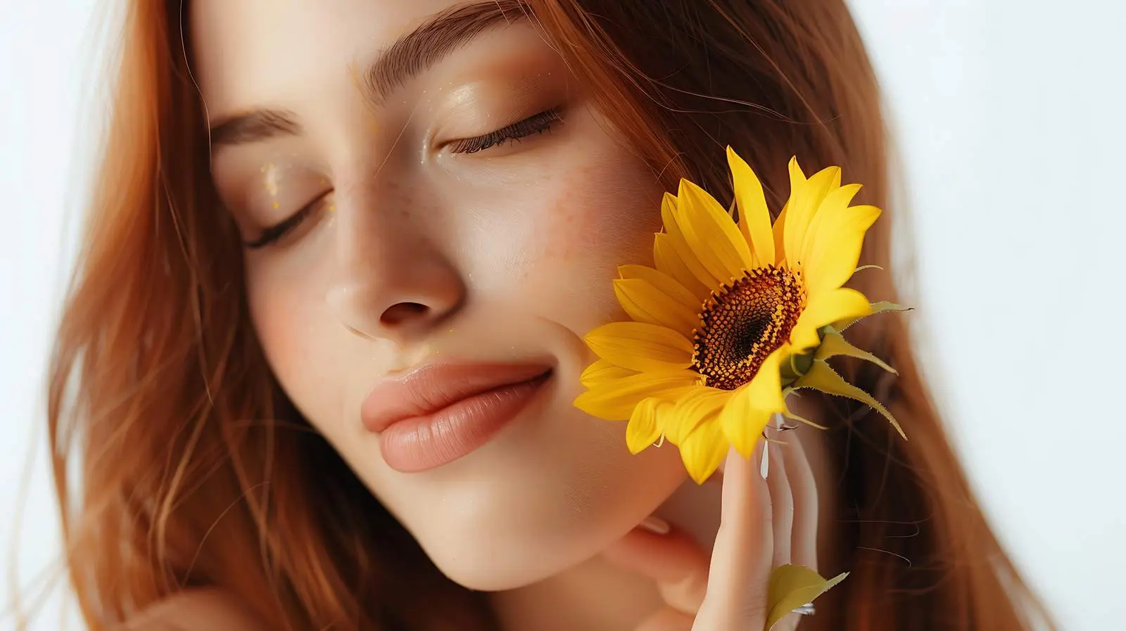 Young Woman Holding a Yellow Sunflower — free download from Dotvec