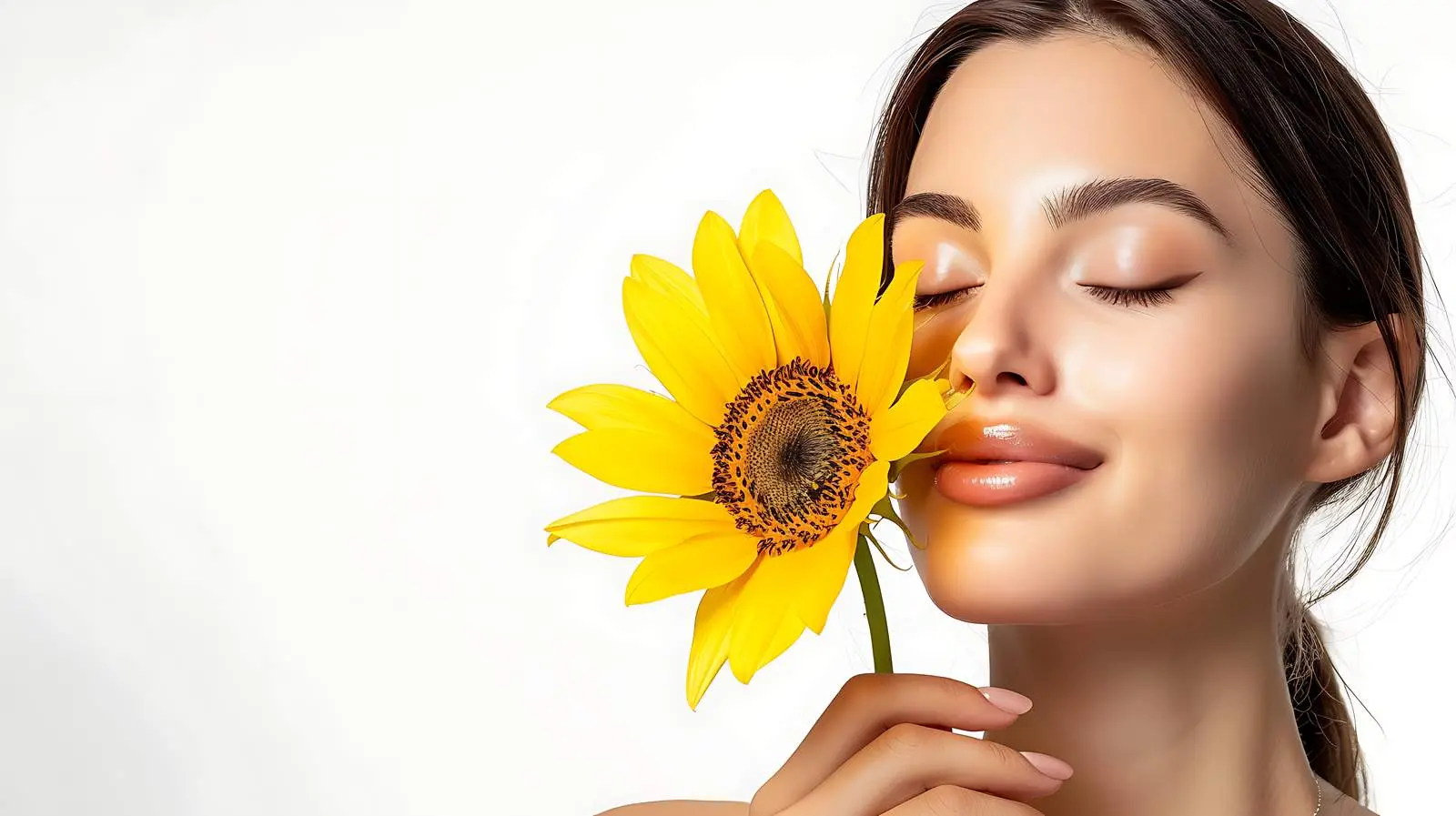 Young Woman with Sunflower in Hand – free smile image from Dotvec
