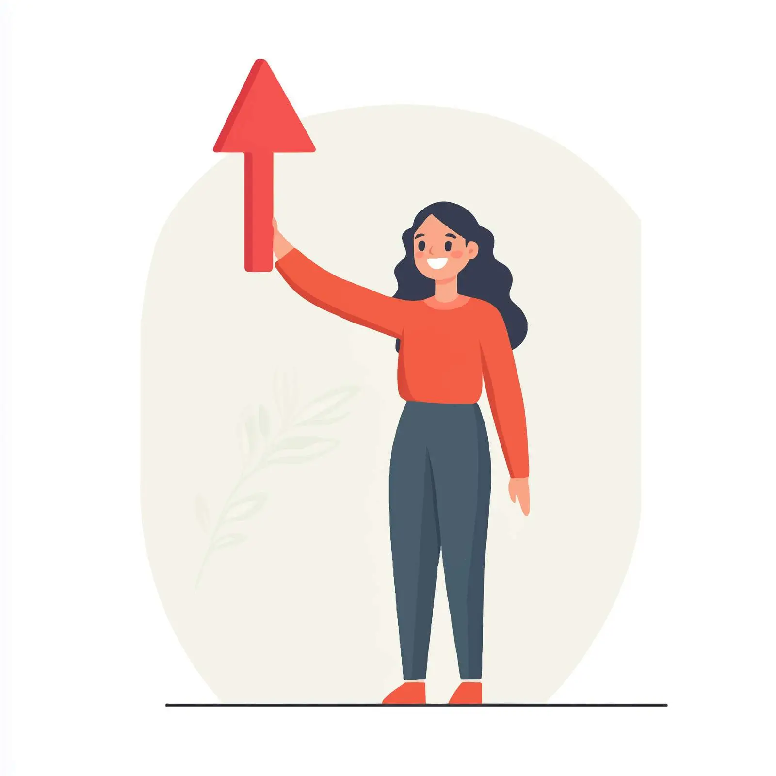 Young Woman with Upward Arrow Vector Illustration — free download from Dotvec