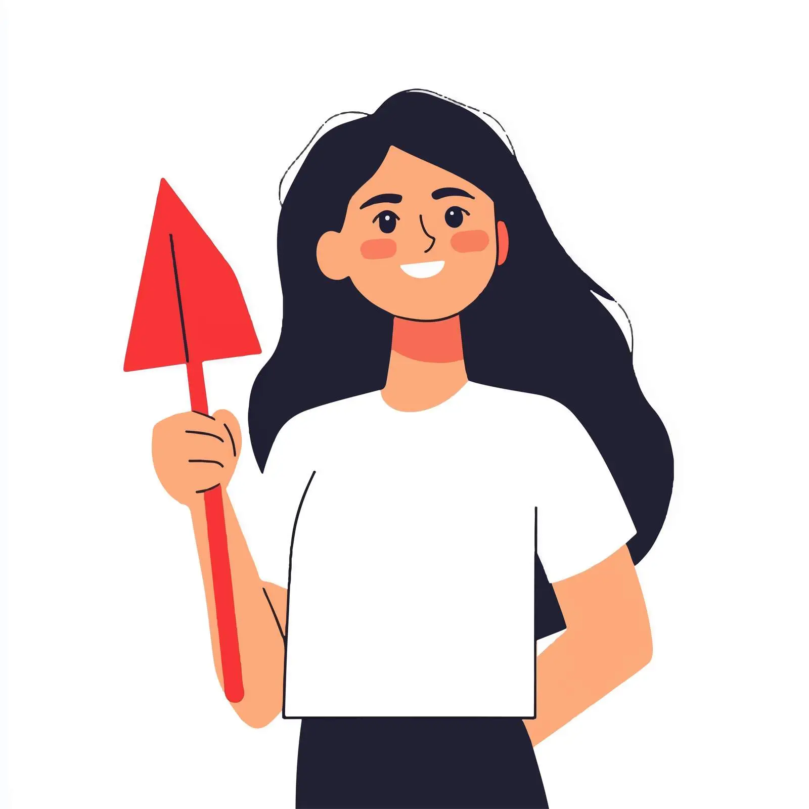Young Woman Holding Red Upward Arrow Vector — free download from Dotvec