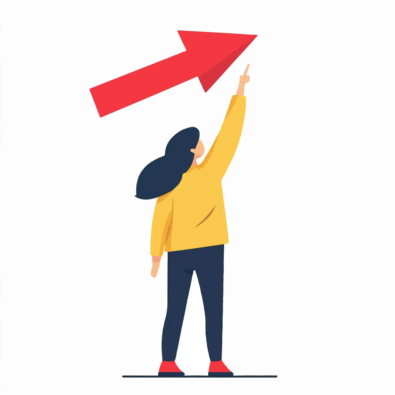 Young Woman with Red Arrow Showing Growth — free download from Dotvec
