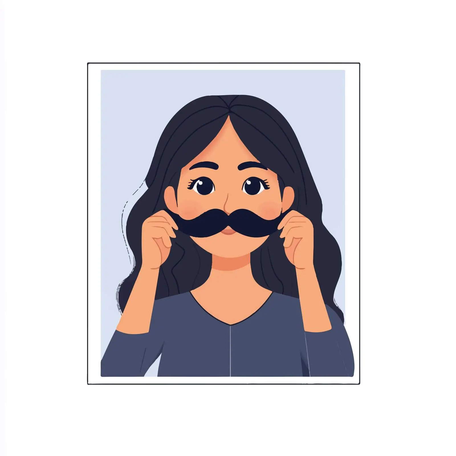 Young Woman with Fake Mustache Vector Art – free ache image from Dotvec
