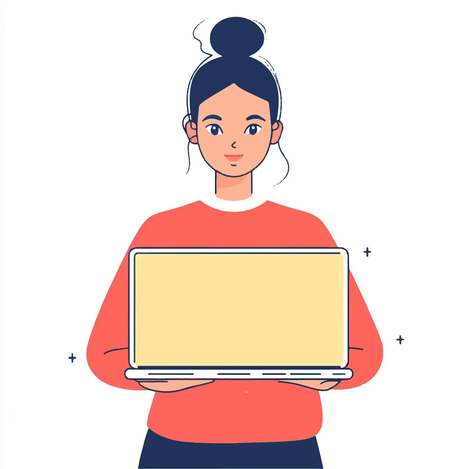Young Woman with Laptop on White Background — free download from Dotvec