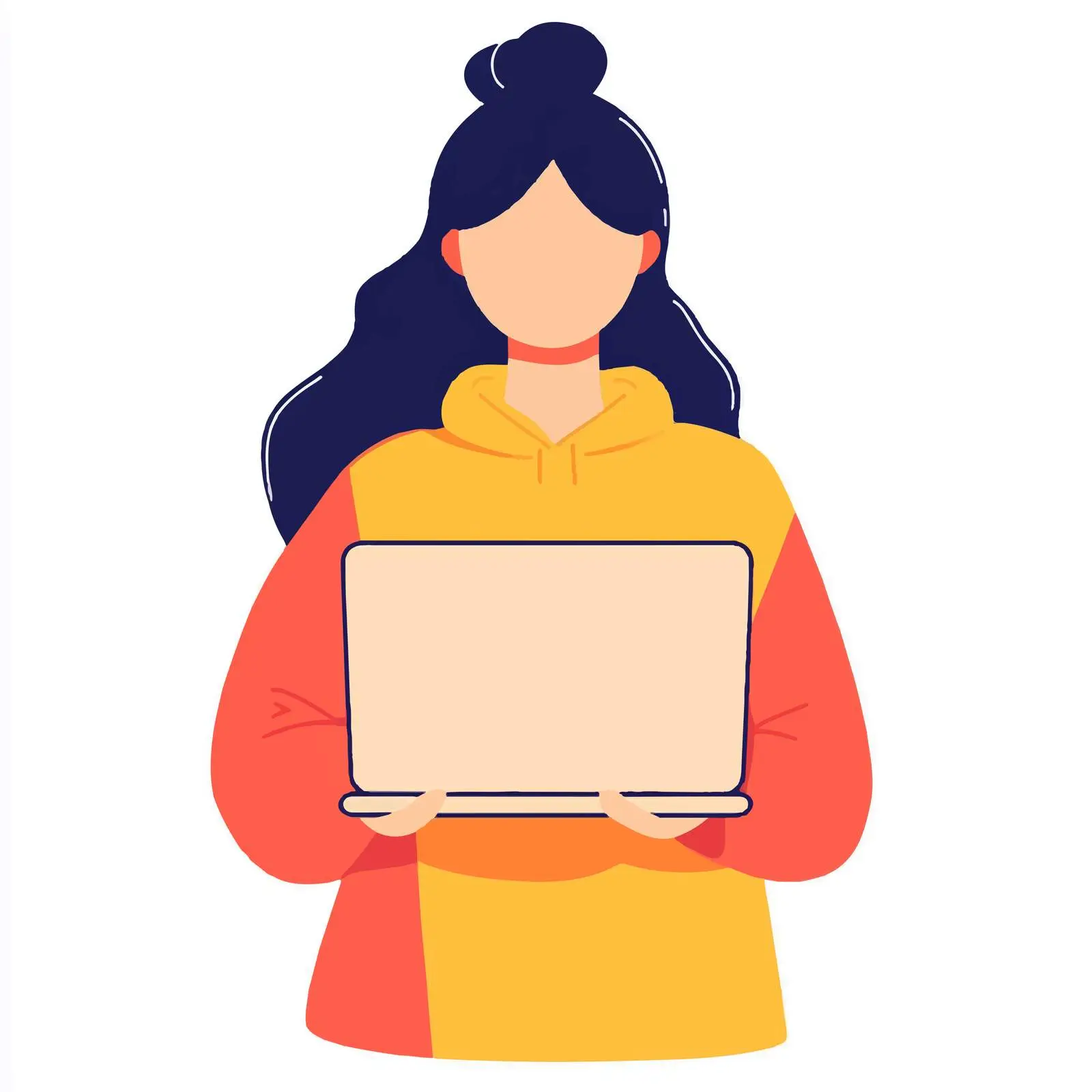 Young Woman with Laptop Against White Background — free download from Dotvec
