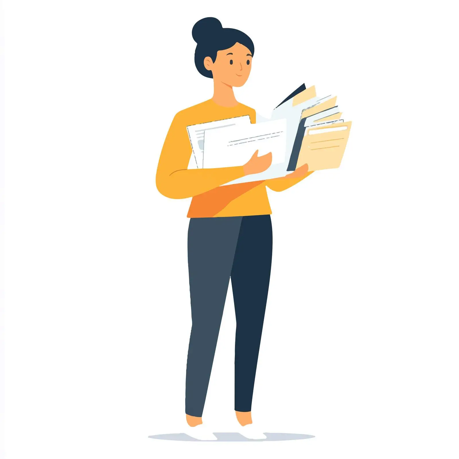 Young Woman with Documents - Vector Illustration — free download from Dotvec