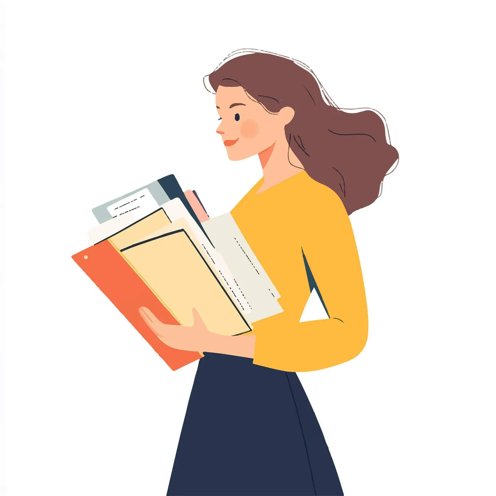 Young Woman Holding Documents - Vector Illustration — free download from Dotvec
