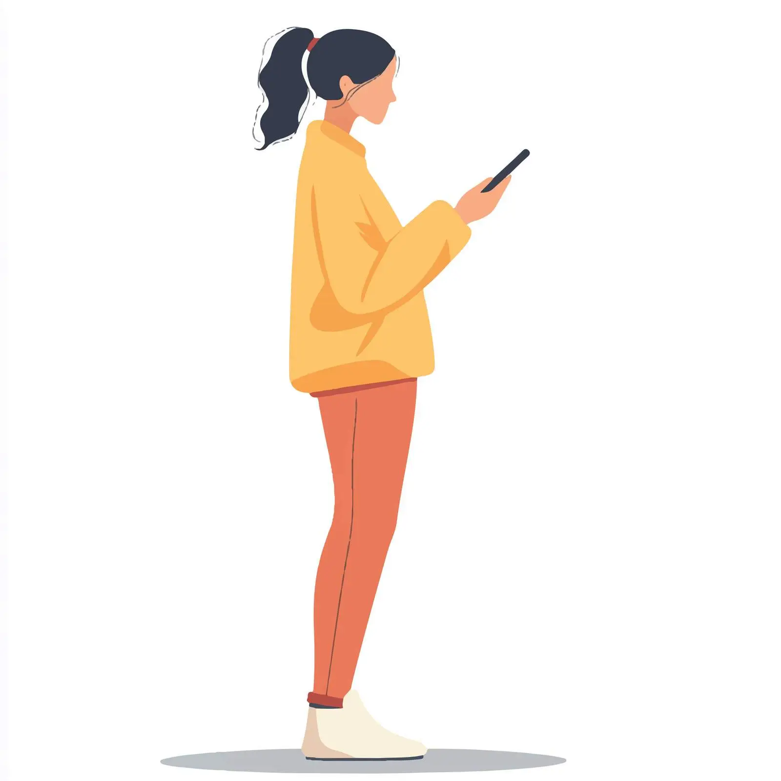 Young Woman with Mobile Phone Vector Illustration — free download from Dotvec