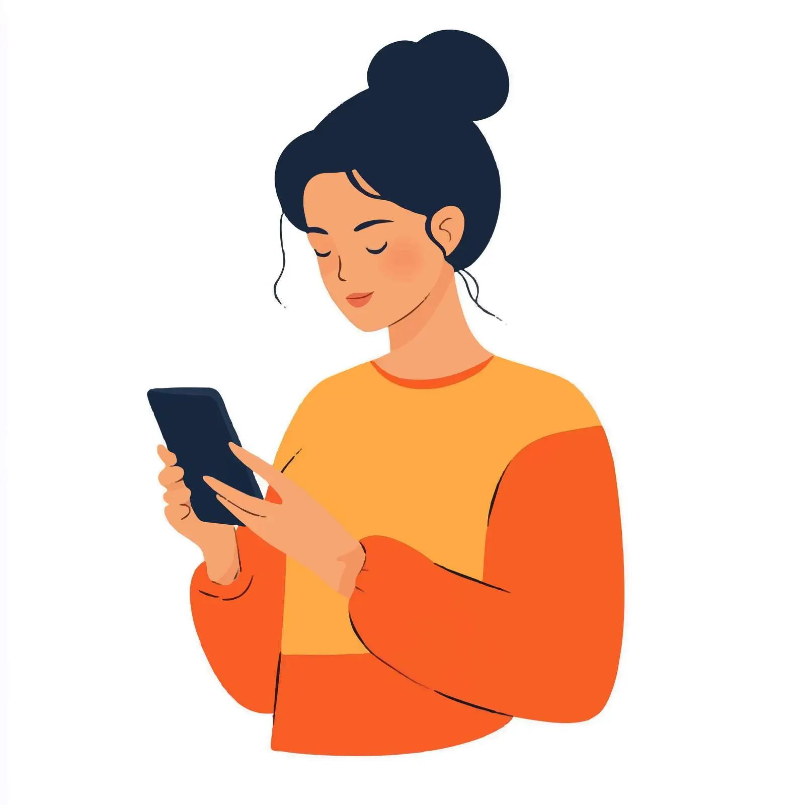 Young Woman with Mobile Phone Vector — free download from Dotvec