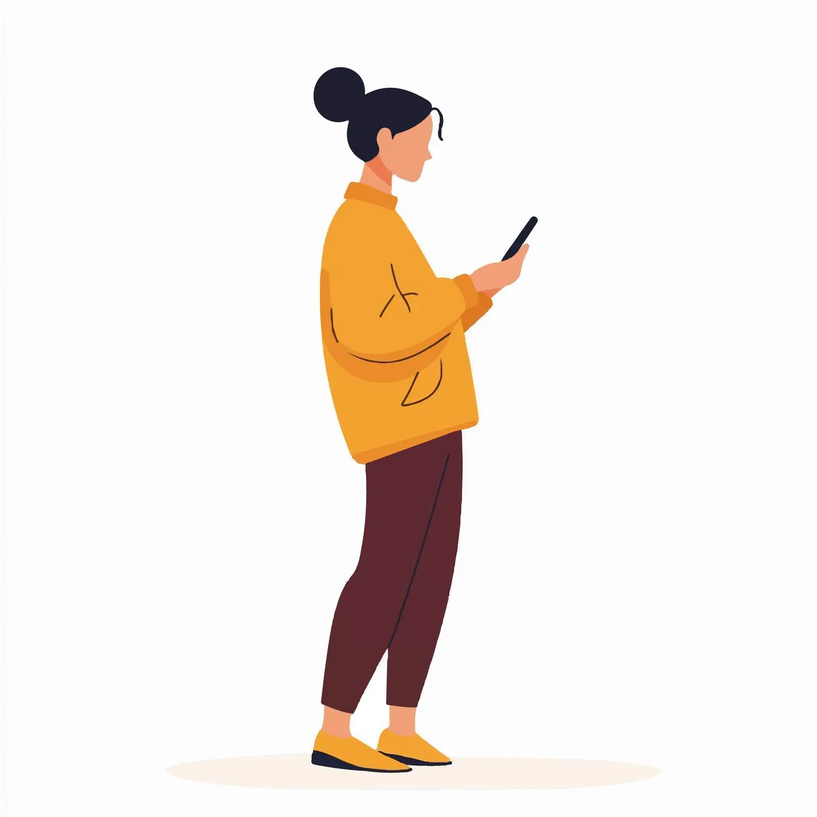 Young Woman Using Mobile Phone Illustration — free download from Dotvec