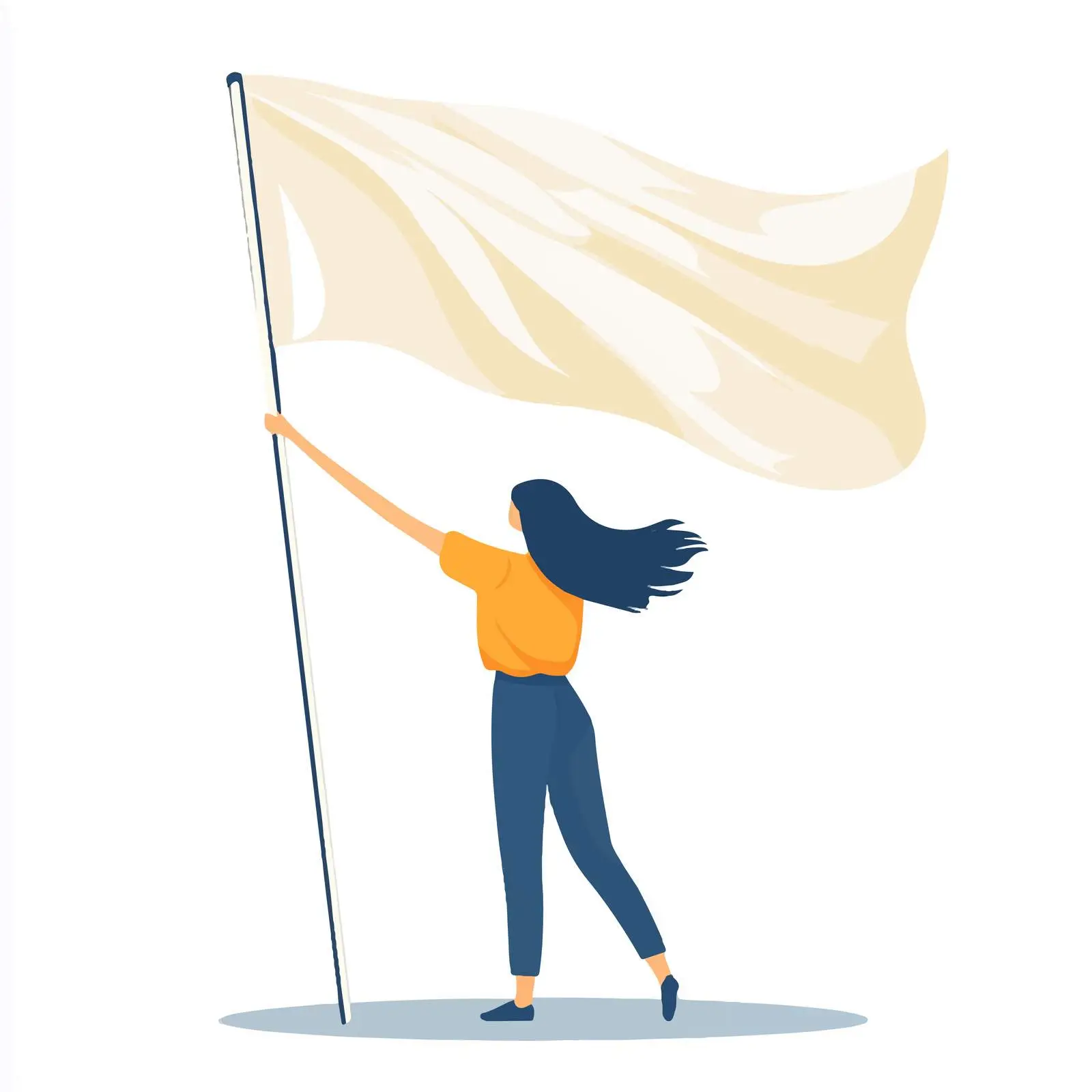 Young Woman Holding White Flag of Surrender — free download from Dotvec