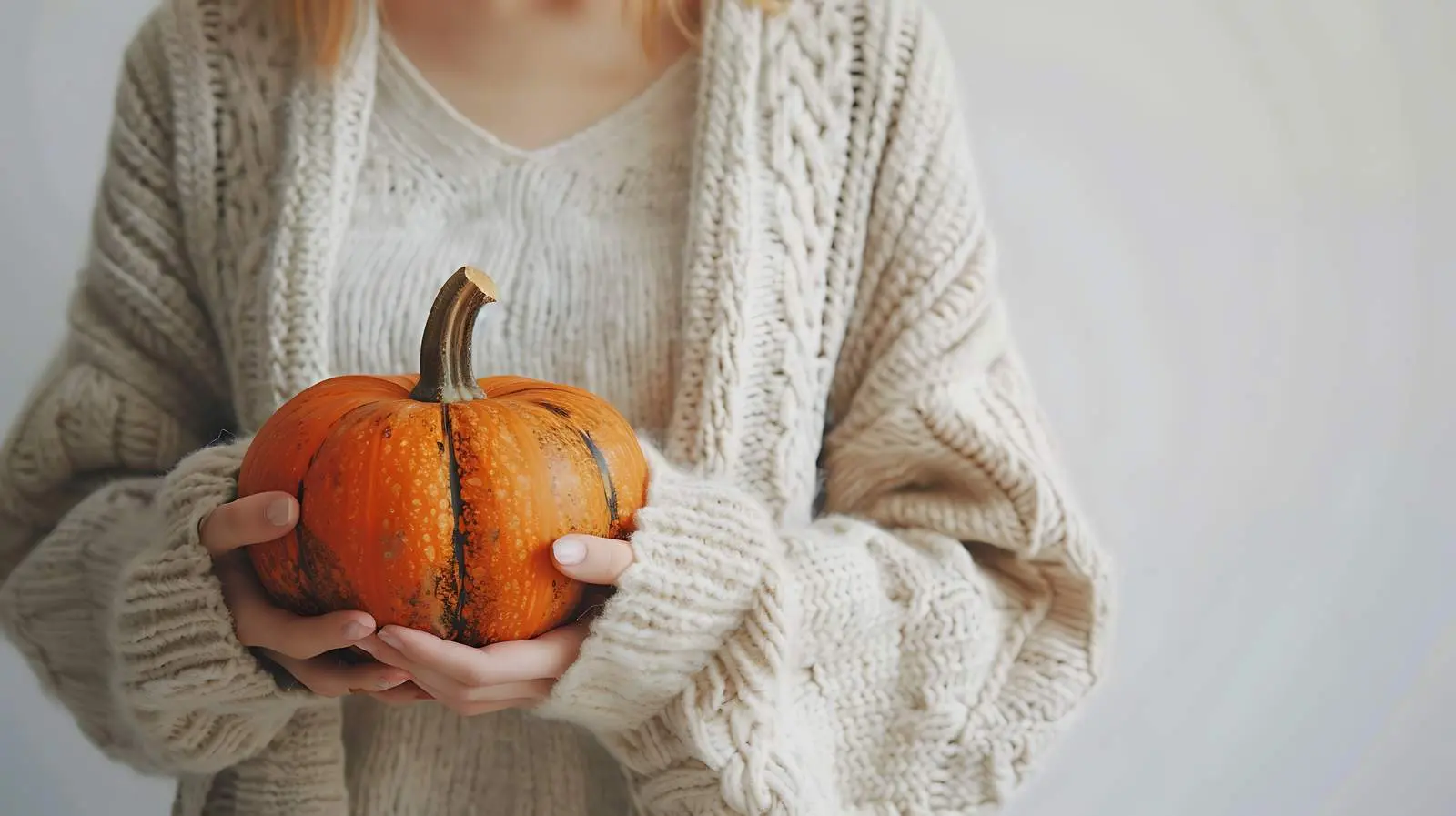 Young Woman in Beige Knitted Cardigan – free knitwear image from Dotvec