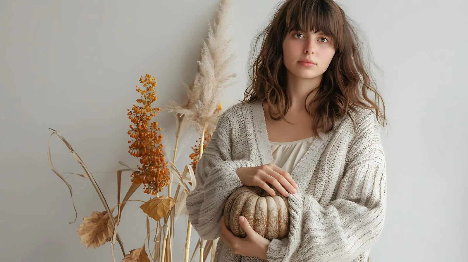 Young Woman in Beige Knitted Cardigan – free sweat image from Dotvec