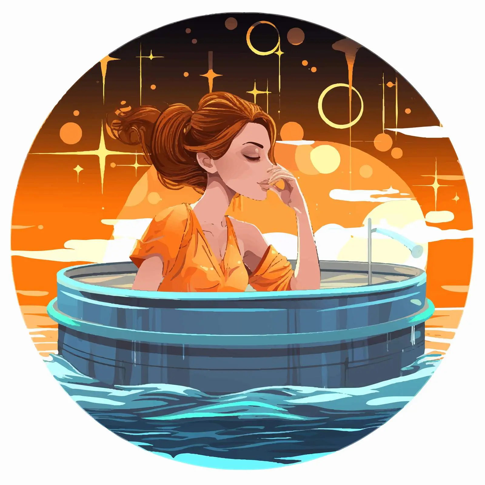 Young Woman in Hot Tub Spa Illustration — free download from Dotvec