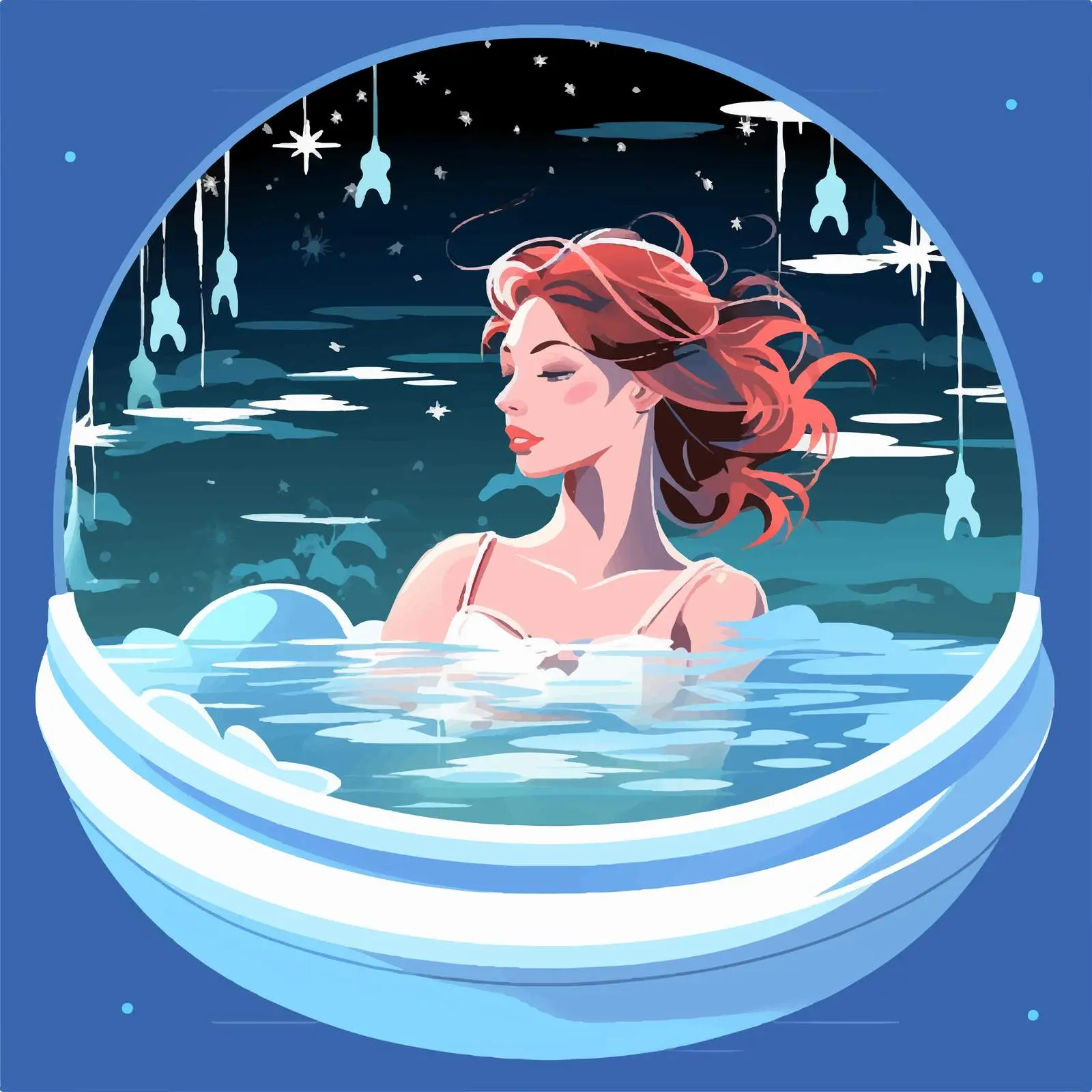 Young Woman in Hot Tub Spa Illustration — free download from Dotvec
