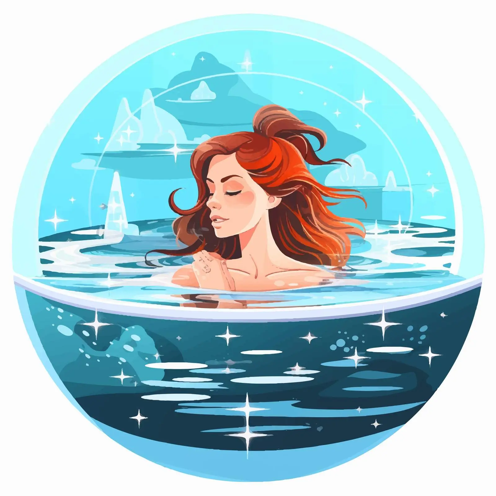 Relaxing Young Woman in Hot Tub Illustration — free download from Dotvec