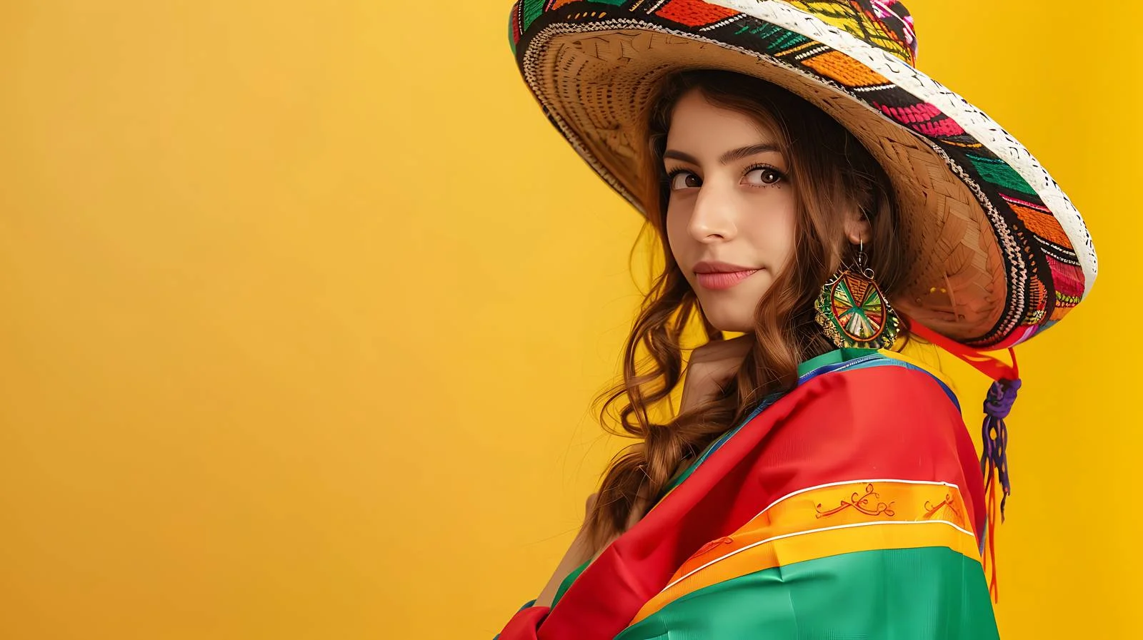 Mexican Flag Sombrero Hat Woman — free download from Dotvec