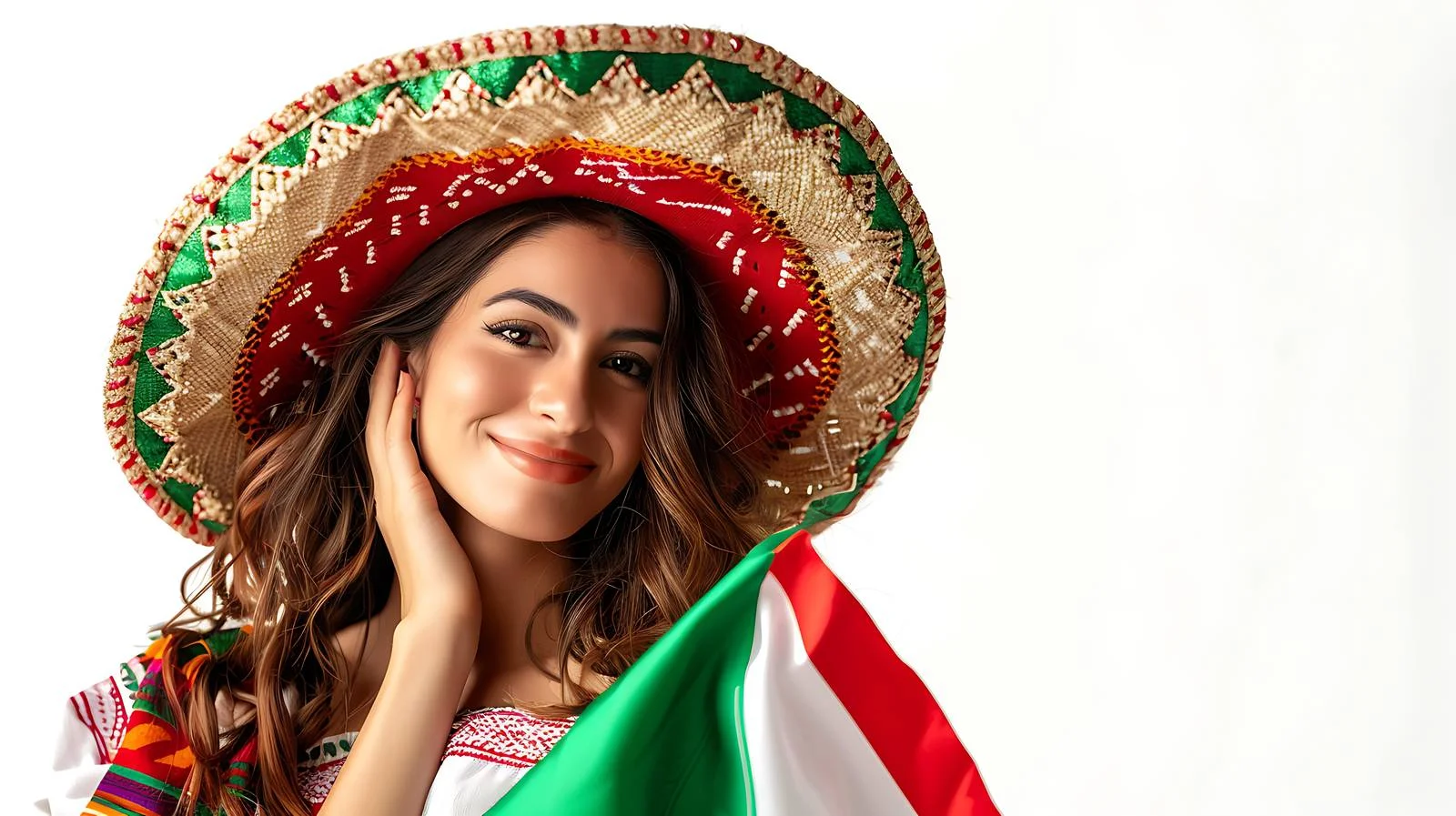 Mexican Flag Sombrero Hat Portrait — free download from Dotvec
