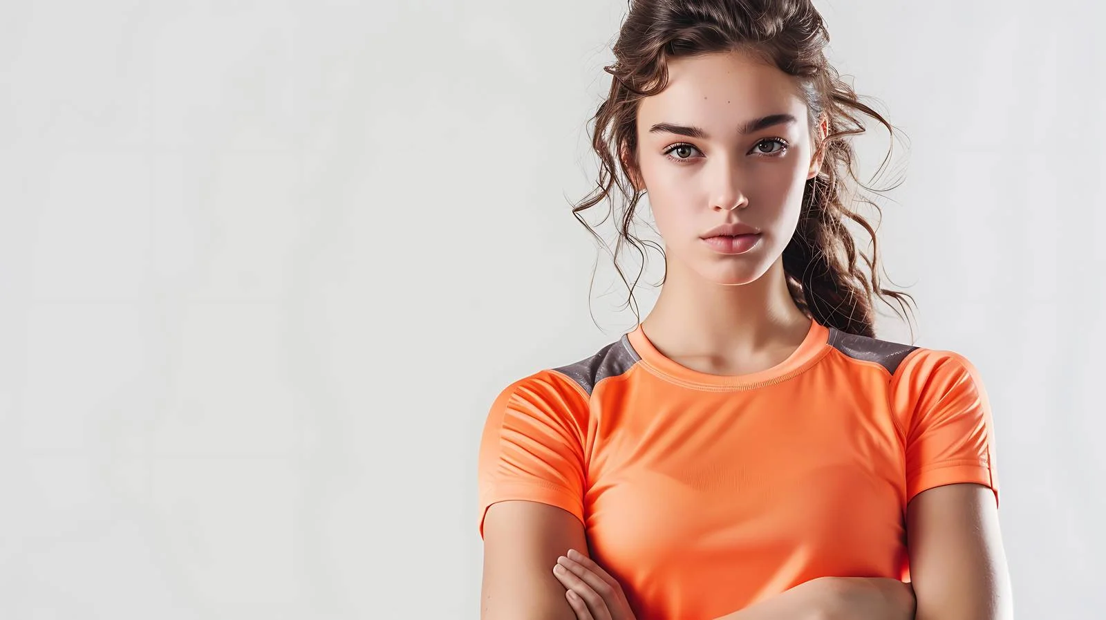 Athletic woman in sports top flaunting shoulder — free download from Dotvec