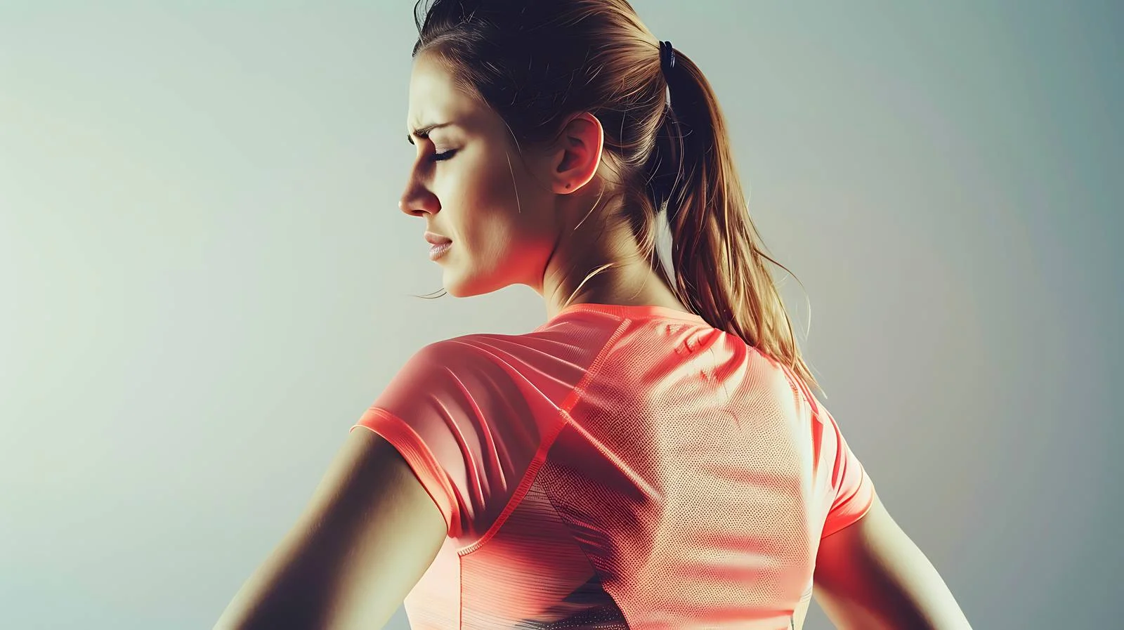 Active woman with exposed shoulder in sportswear — free download from Dotvec