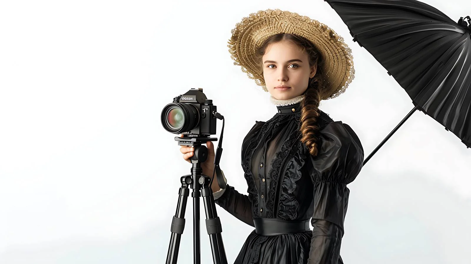 Elegant Victorian Woman in Straw Hat — free download from Dotvec