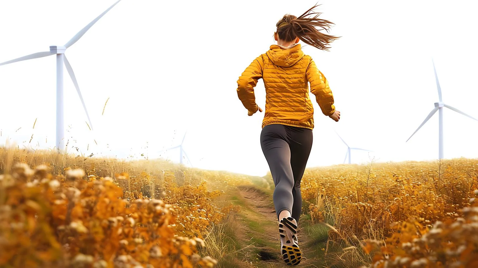 Active Woman Amidst Wind Turbines — free download from Dotvec
