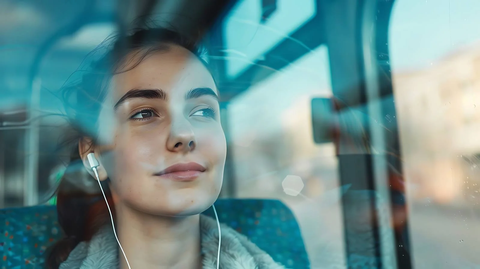 Woman Listening Music on Bus — free download from Dotvec