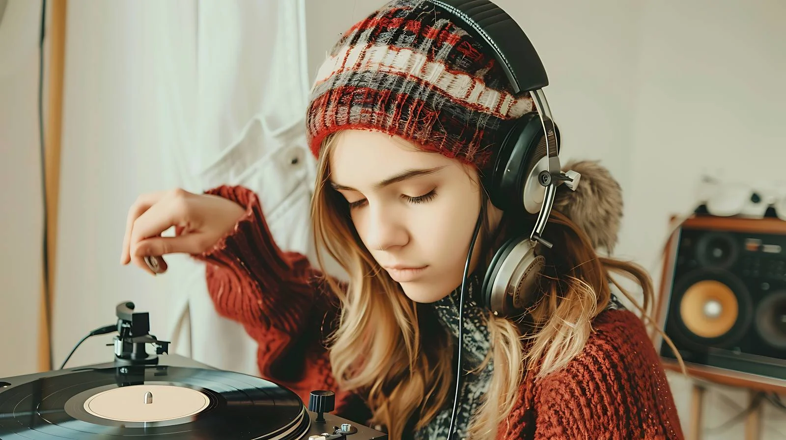 Woman Enjoying Music with Headphones — free download from Dotvec
