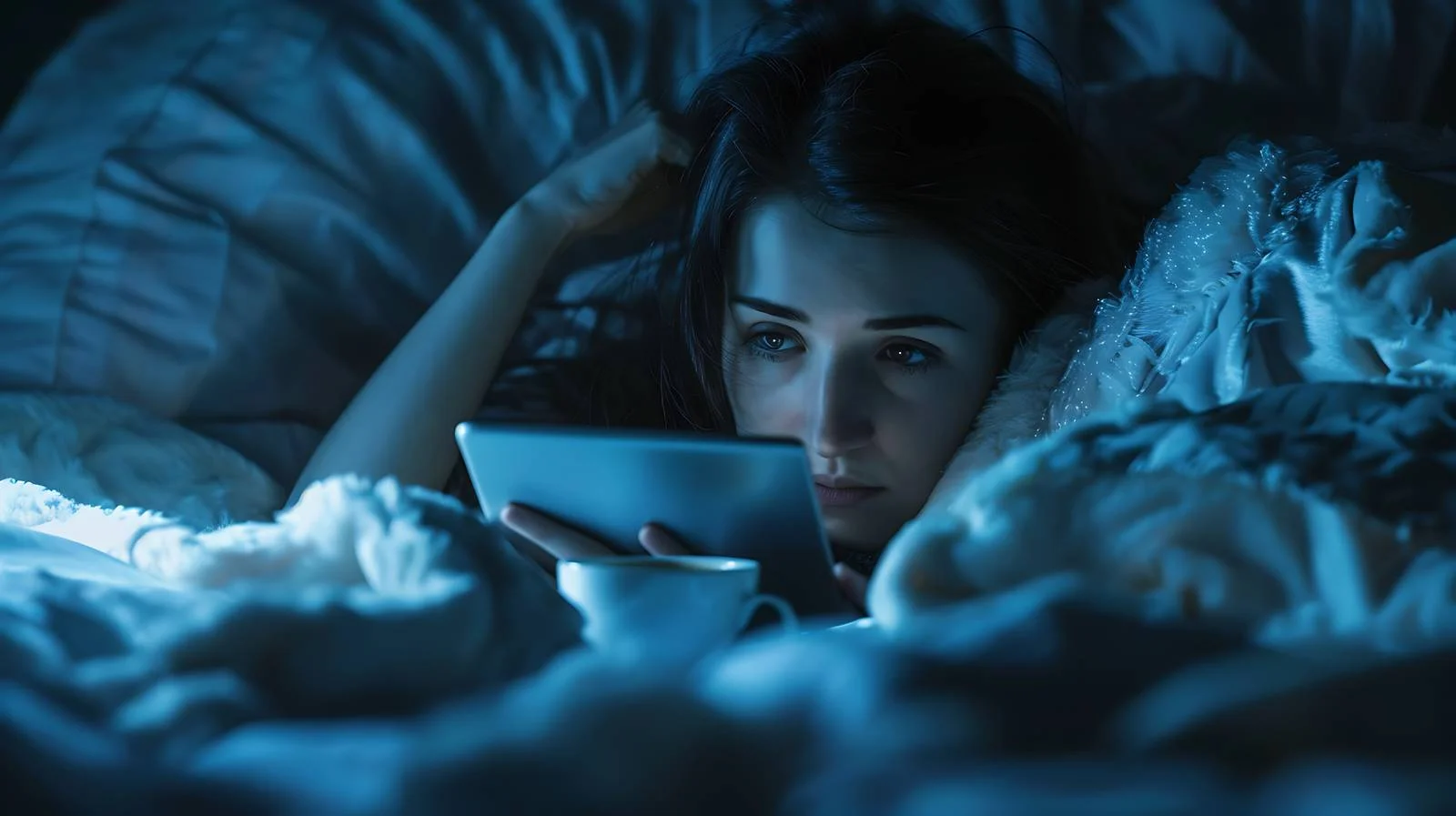 Relaxing woman enjoying tea in bed — free download from Dotvec