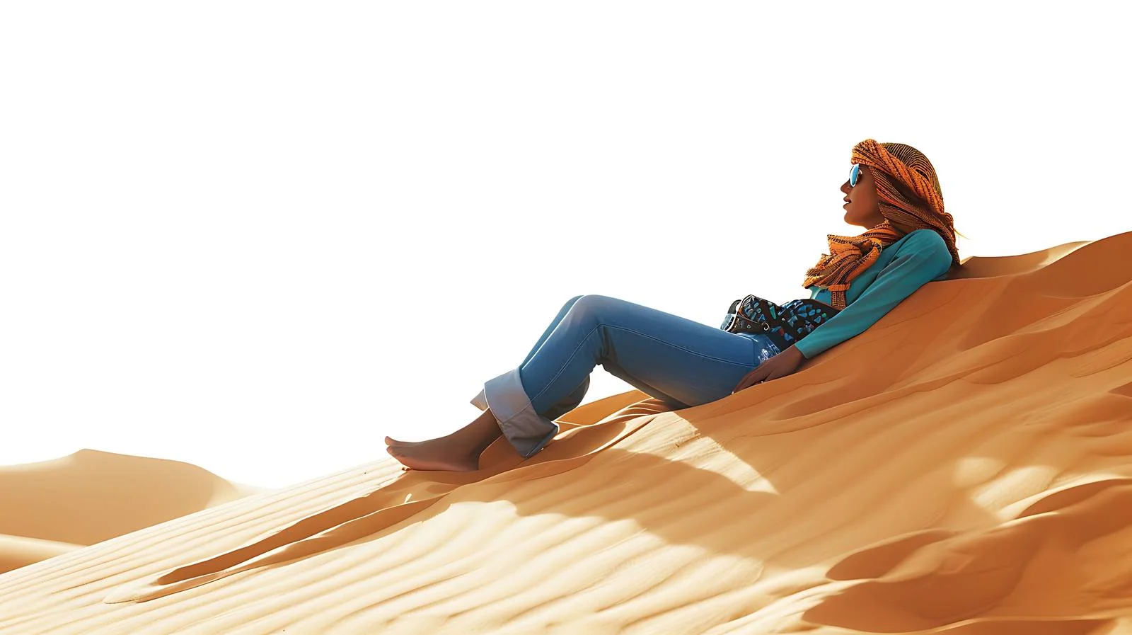 Tranquil Woman Resting in Sahara Dune — free download from Dotvec
