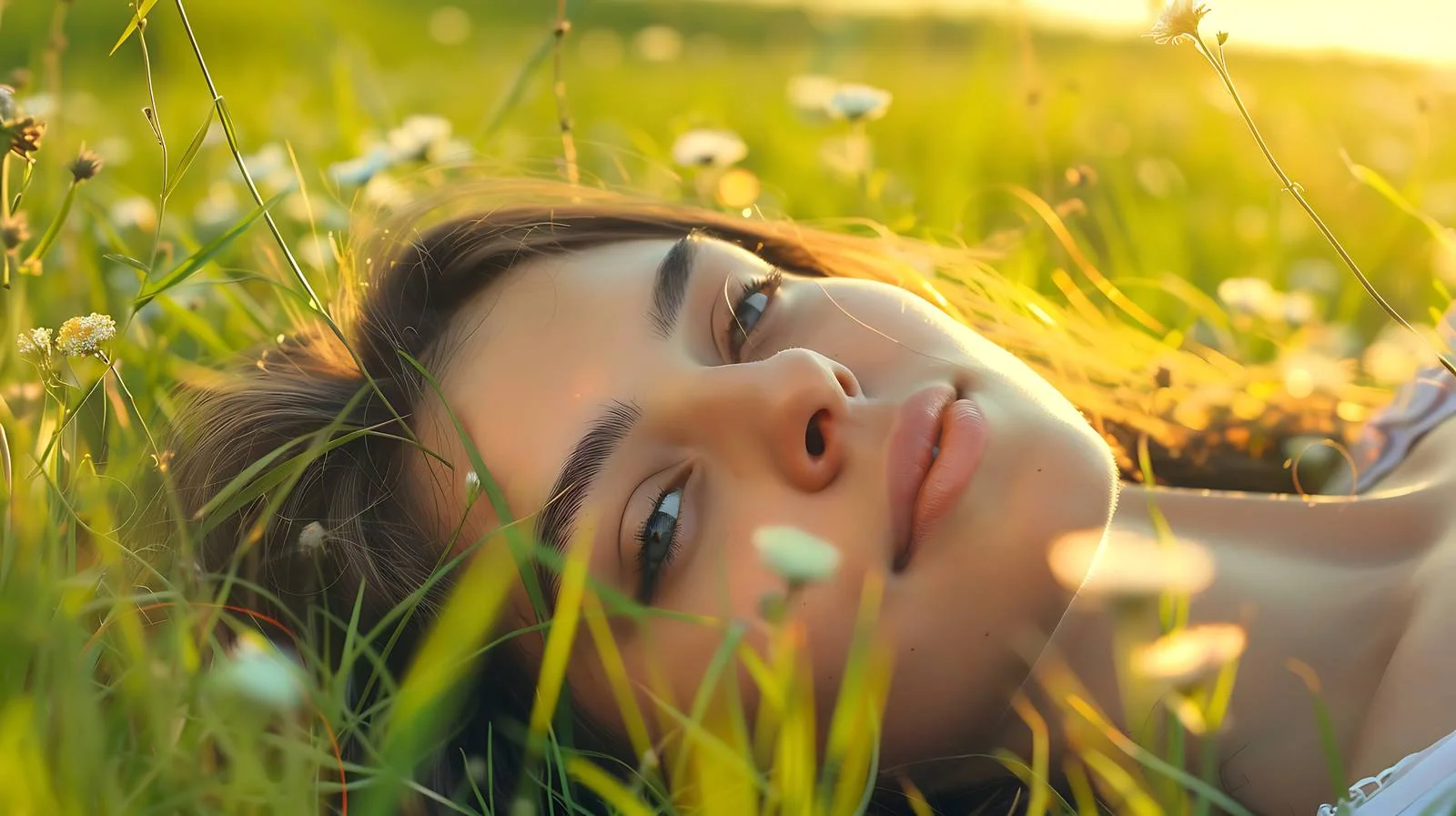 Serene woman relaxing amidst lush greenery — free download from Dotvec