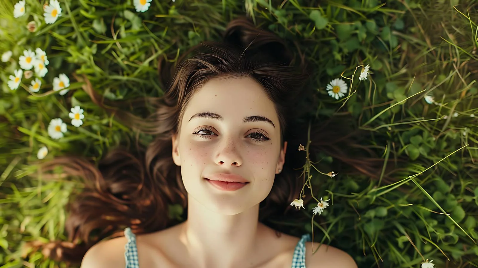 Serene Young Woman Resting on Grass — free download from Dotvec