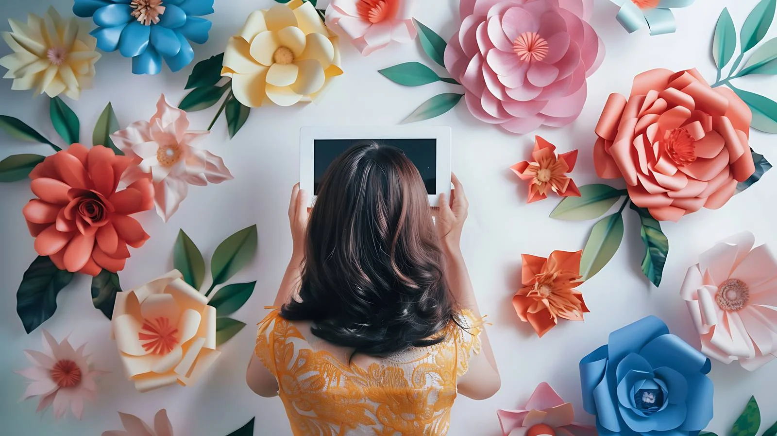 Young Woman Capturing Photos with Tablet — free download from Dotvec