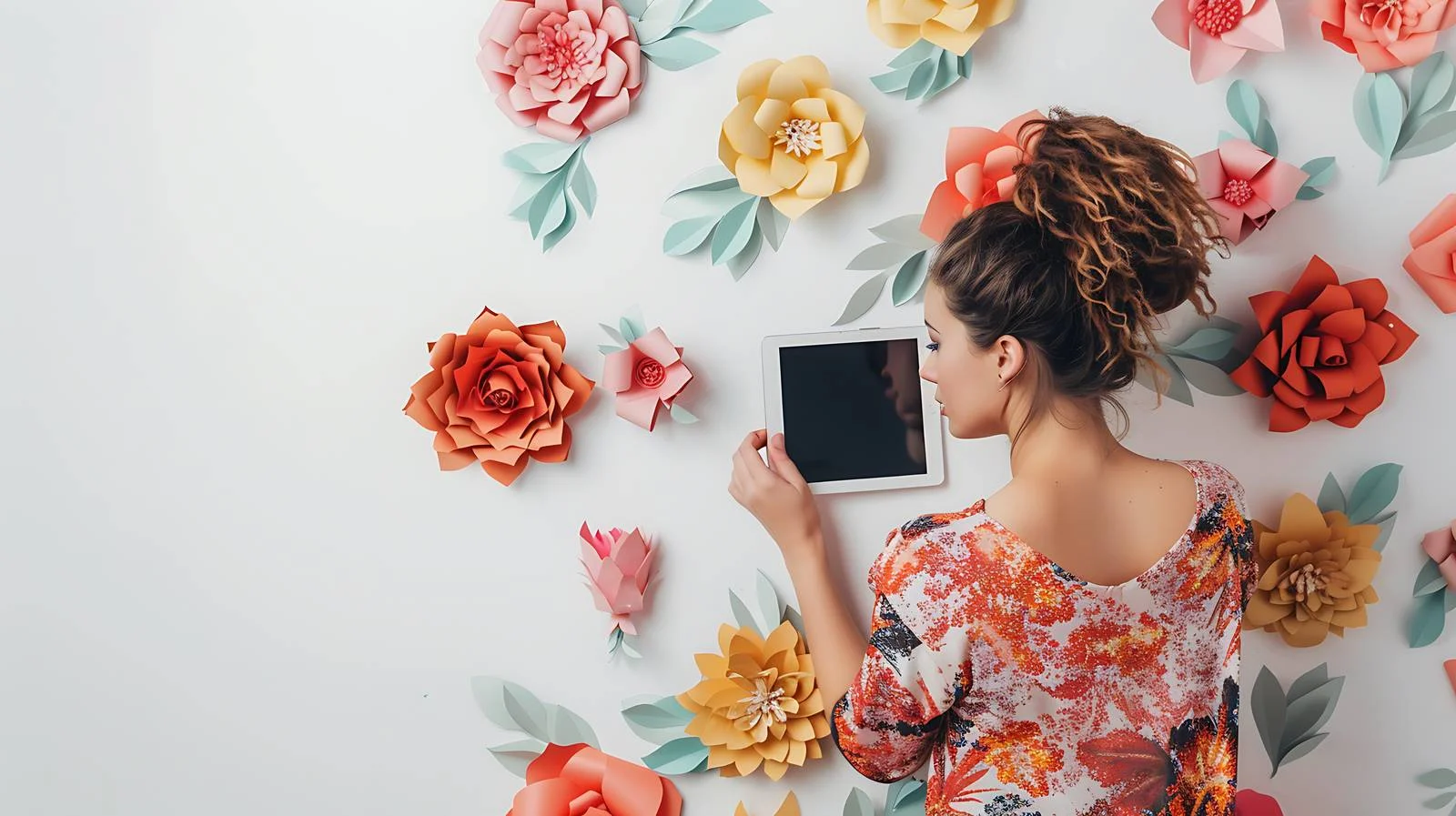 Tech-Savvy Woman Capturing Moments with Tablet — free download from Dotvec