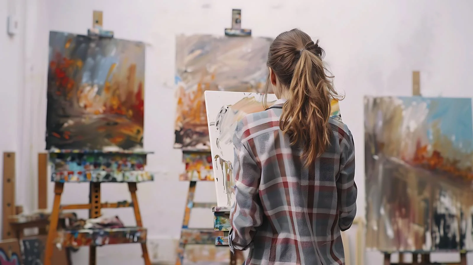 Woman Painting in Atelier — free download from Dotvec