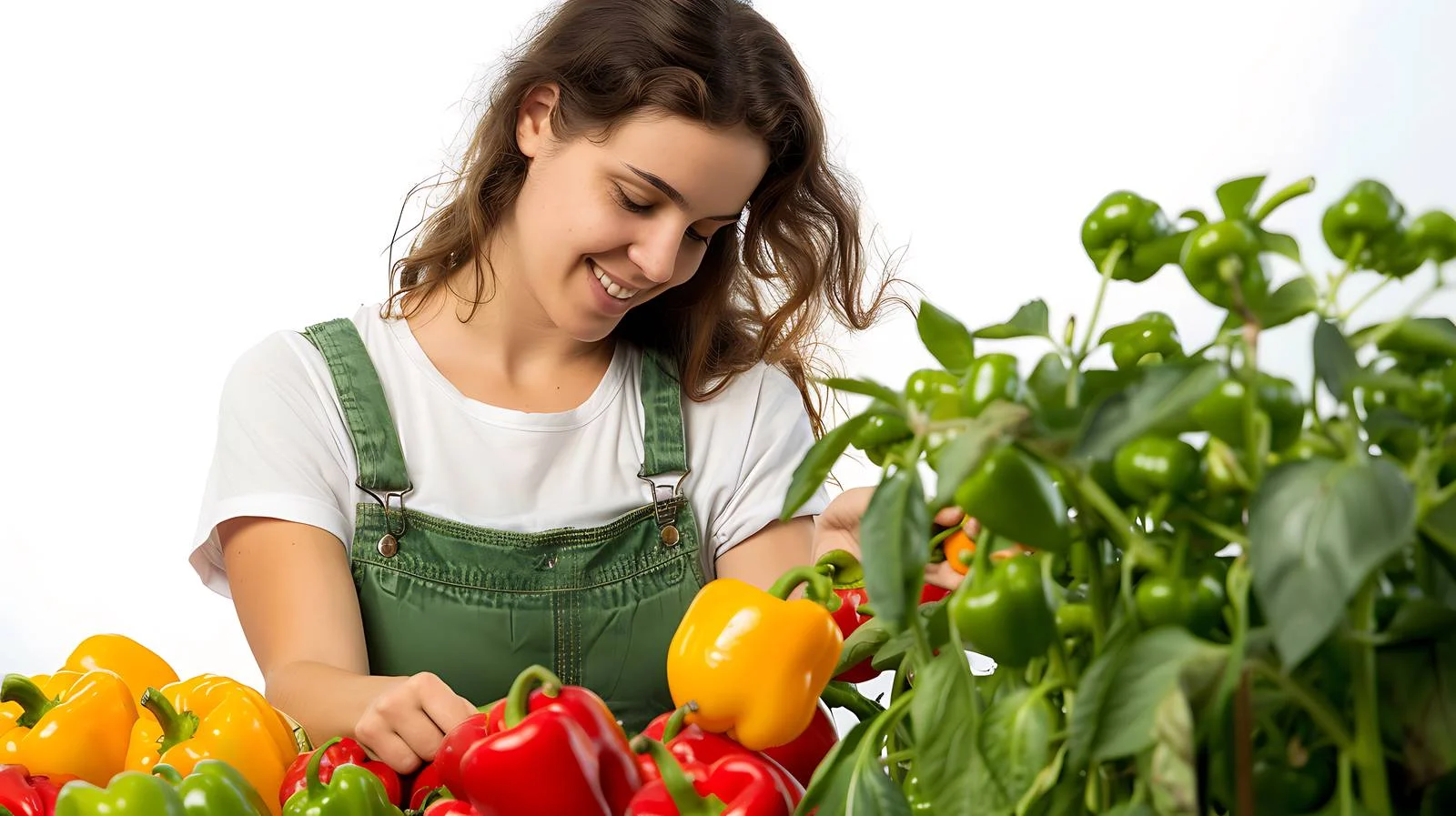 Harvesting Bell Peppers in Vegetable Garden — free download from Dotvec