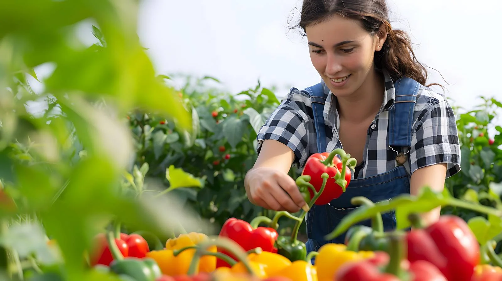 Harvesting Bell Peppers in Garden — free download from Dotvec
