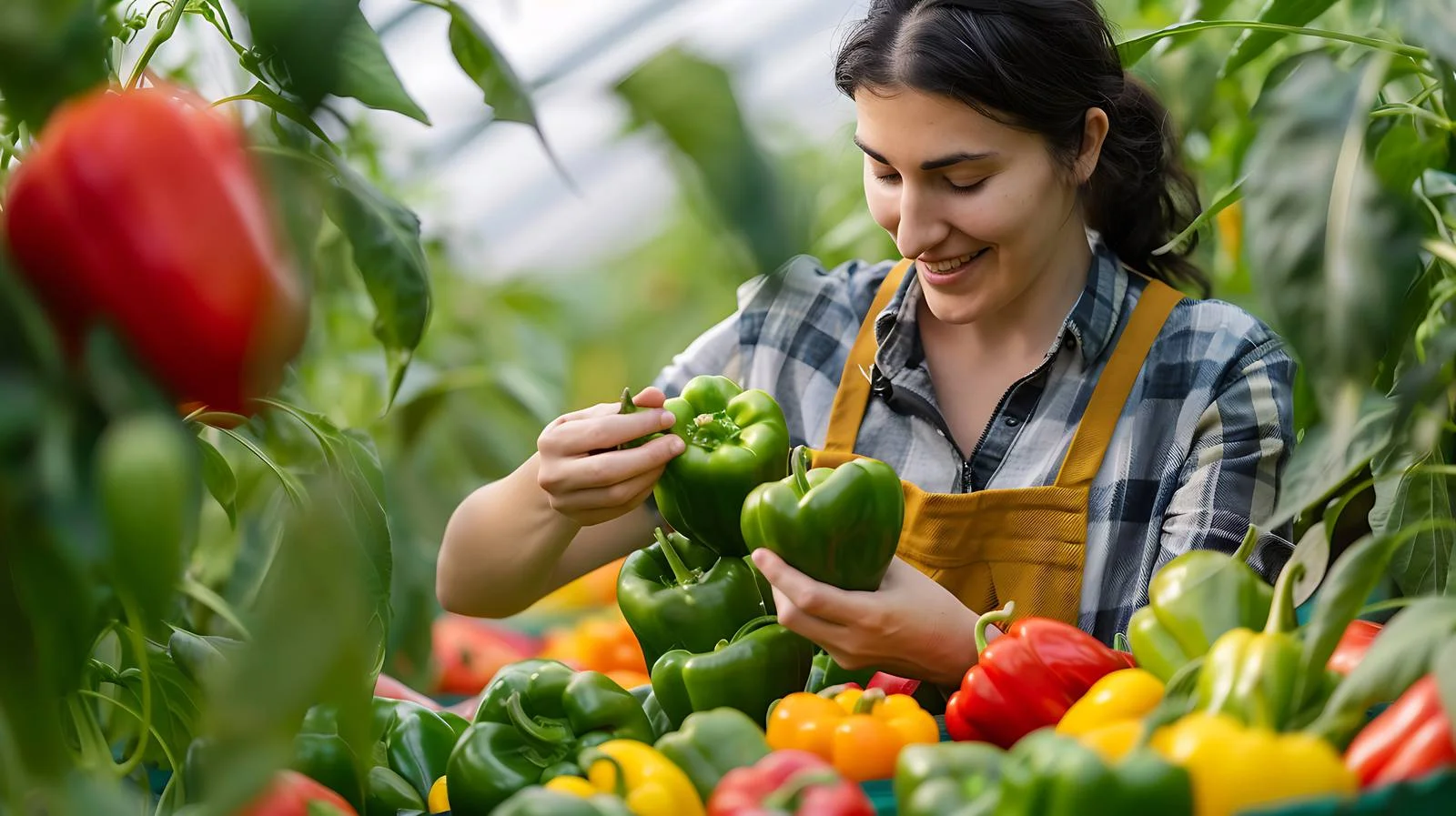 Harvesting Bell Peppers in Garden Setting — free download from Dotvec