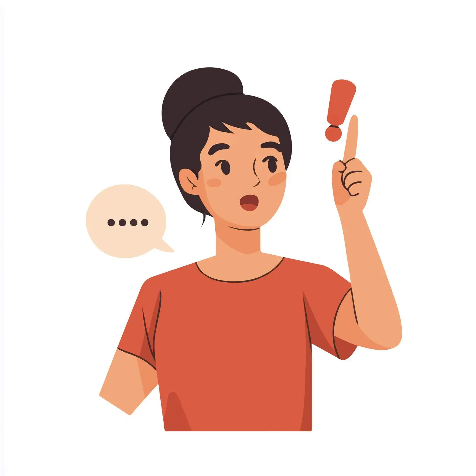 Young Woman Pointing at Exclamation Point Idea — free download from Dotvec