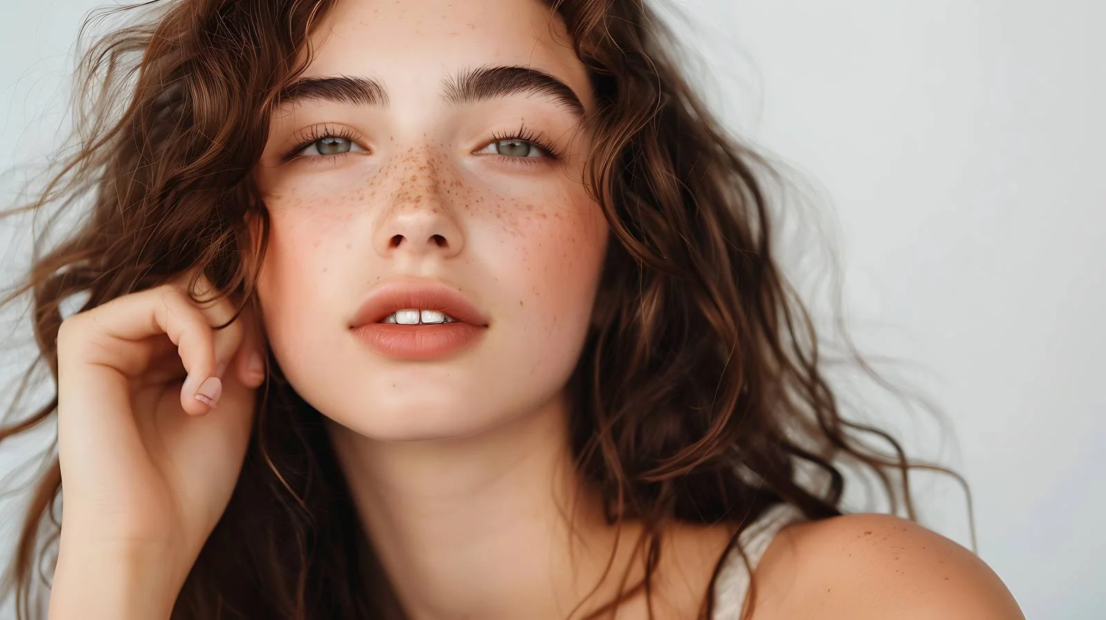 Elegant young lady in studio on gray — free download from Dotvec