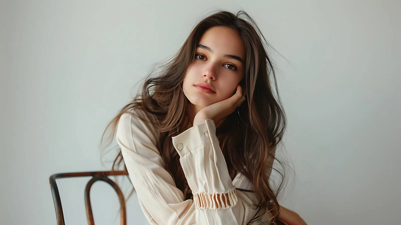 Elegant Woman Portrait in Soft Studio Light — free download from Dotvec