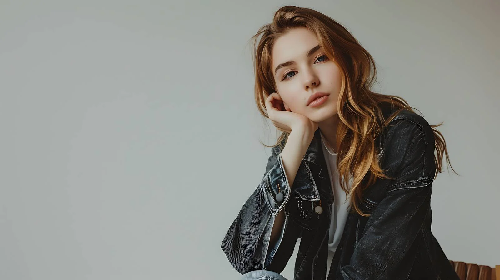 Elegant Woman Posing on Studio Chair — free download from Dotvec