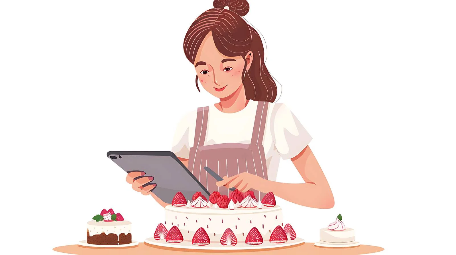 Baking Cake with Tablet — free download from Dotvec