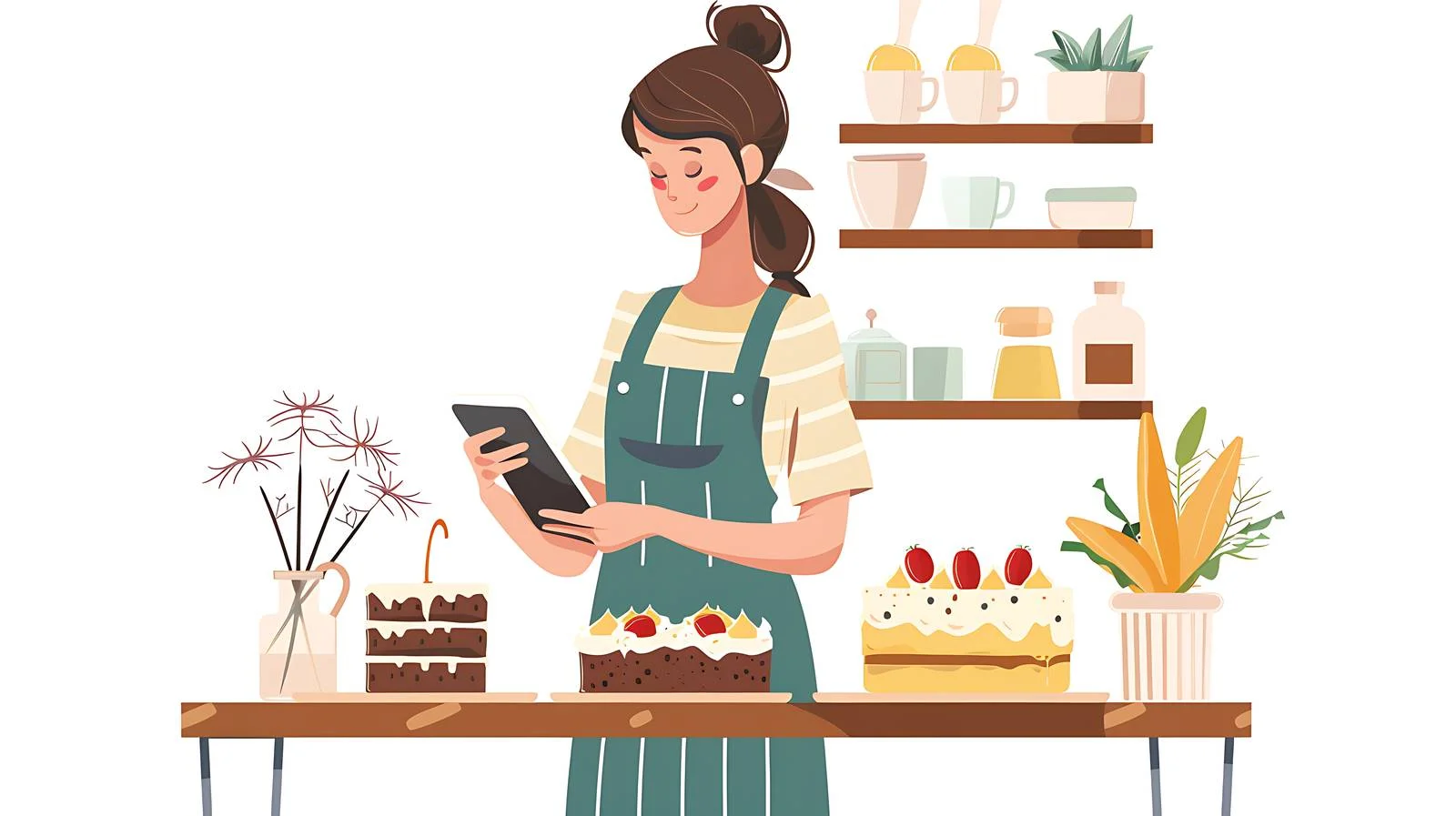 Baking Cake with Tablet — free download from Dotvec